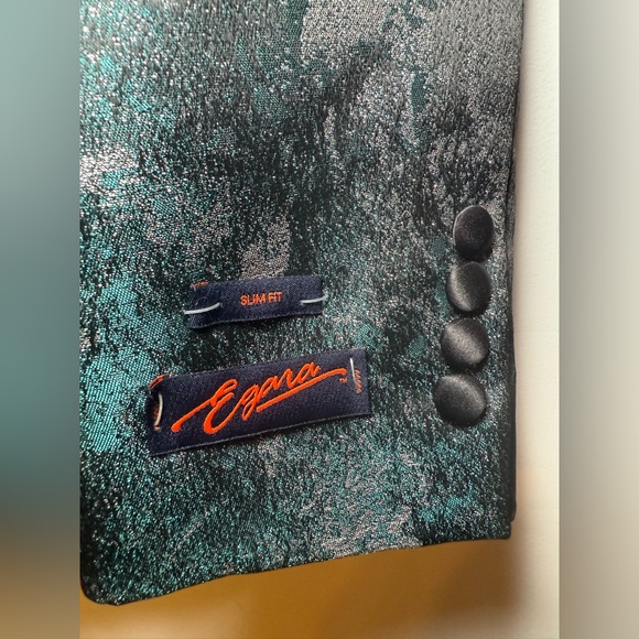 Egara Men’s Galaxy Dinner Jacket Blazer Sz 38R Slim Fit Teal Black Silver NWT - Picture 7 of 12